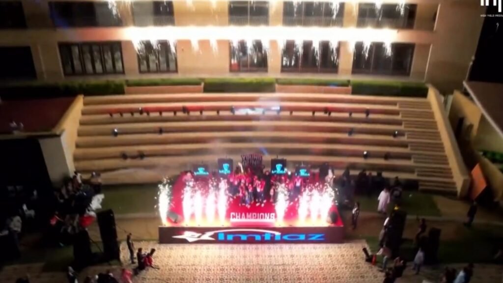 Young Guns Cricket League closing ceremony — aerial view of the stage